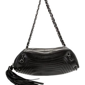 Chanel Lambskin Lax Small Tassel Shoulder Bag Black